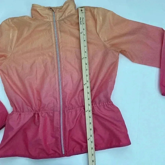 Ralph Lauren Womens Large Windbreaker Jacket Orange Pink Ombre Zip Front Ripstop - Picture 4 of 7
